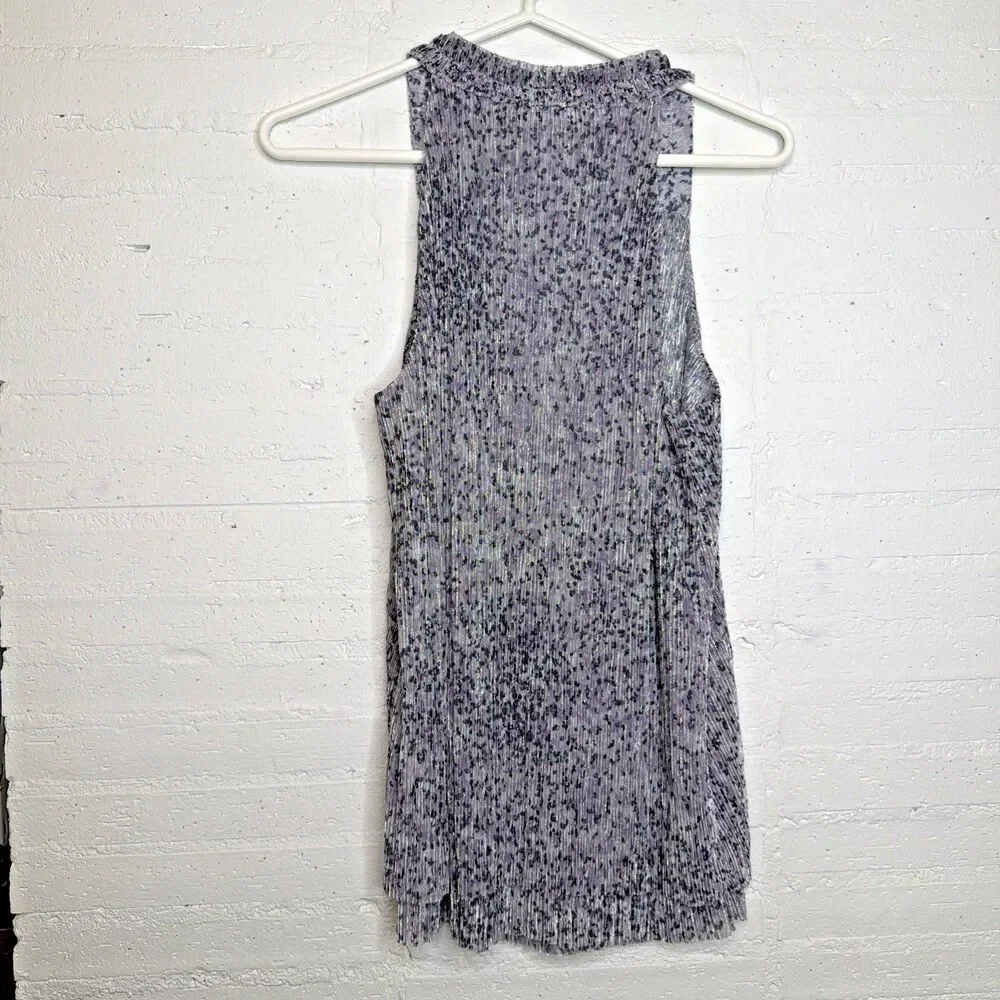Anthropologie Metallic Shimmer Leopard Print Tank M Luxe Boho Y2K Glam Night-Out